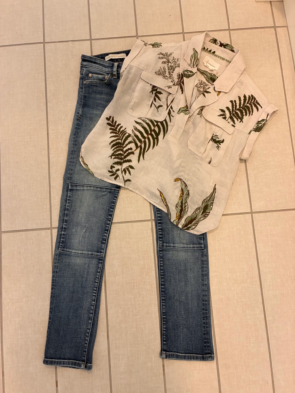 Anthropologie Set of 2 Items - Sleeveless Linen Top and Jeans S
